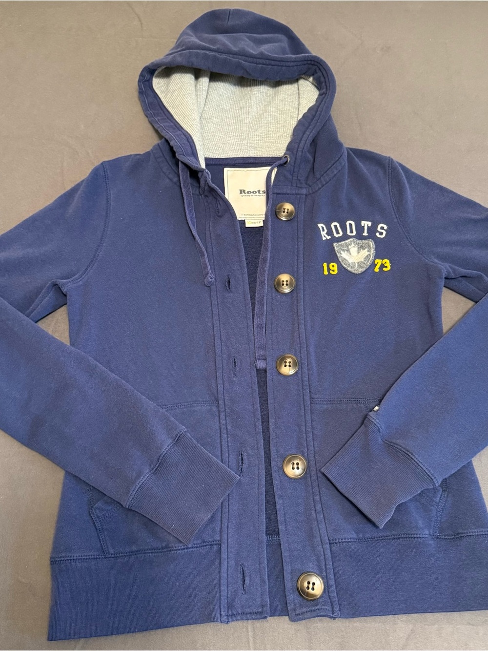 Roots Kids Navy Hooded Button-Up Puffer Jacket